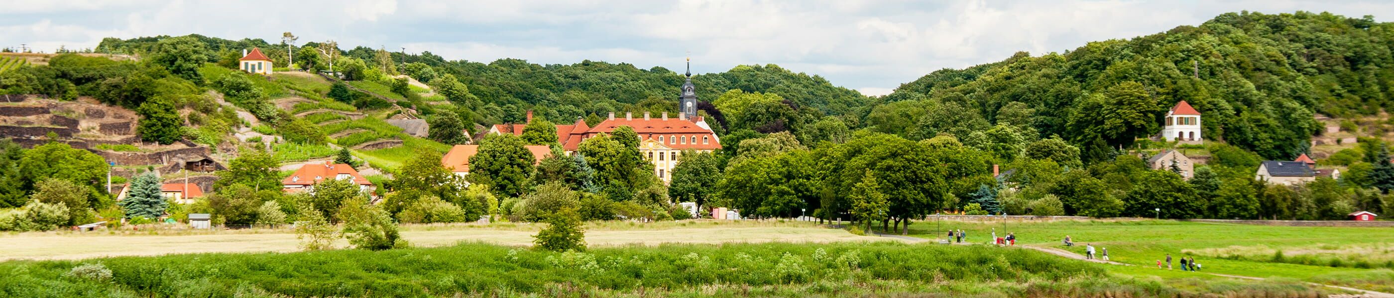 Weinberge und historischer Ortskern von Diesbar-Seußlitz an der Elbe
